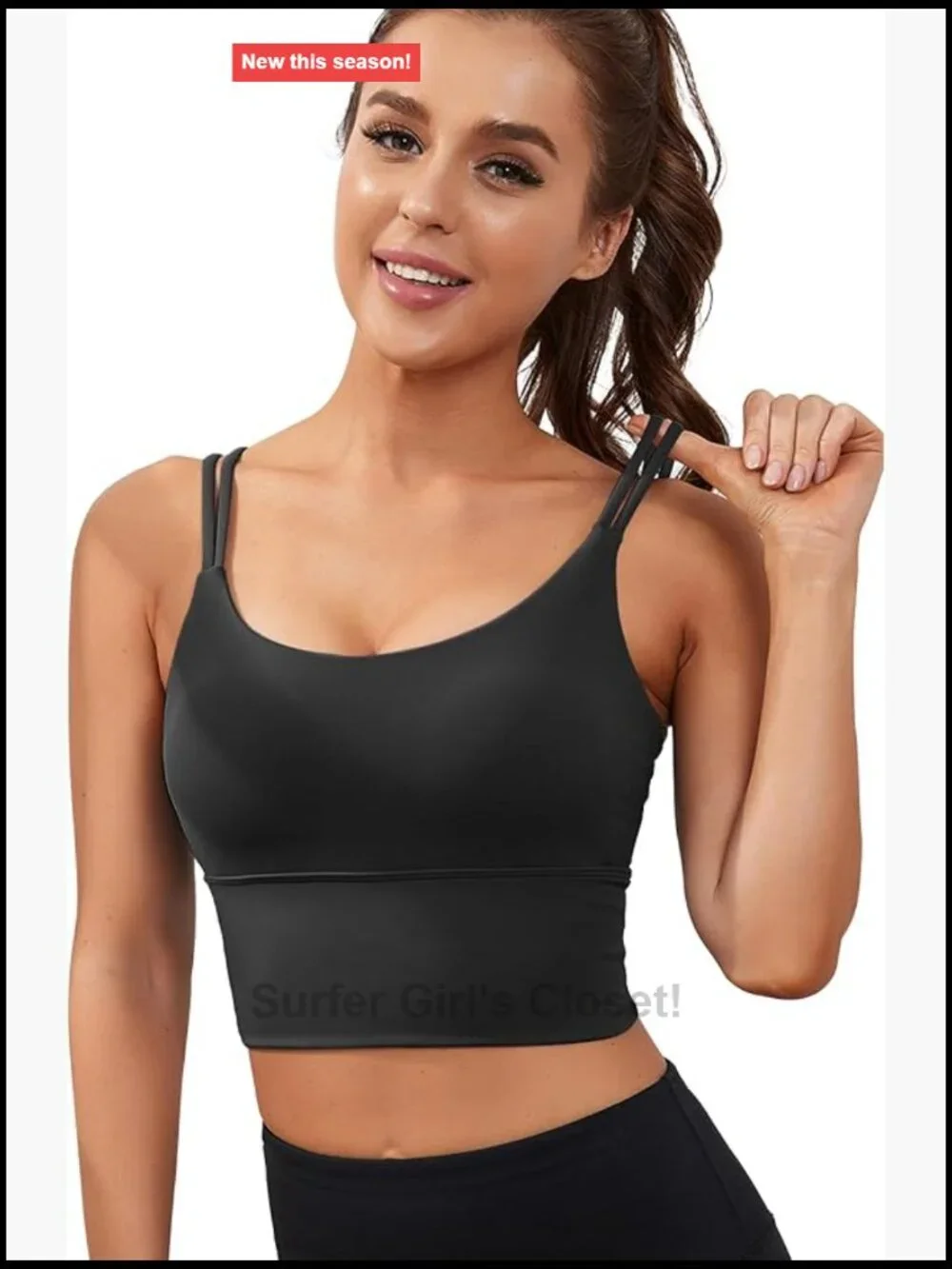 High Support Longline Sports Bra Built In Bra Strappy Yoga Crop Tank Top